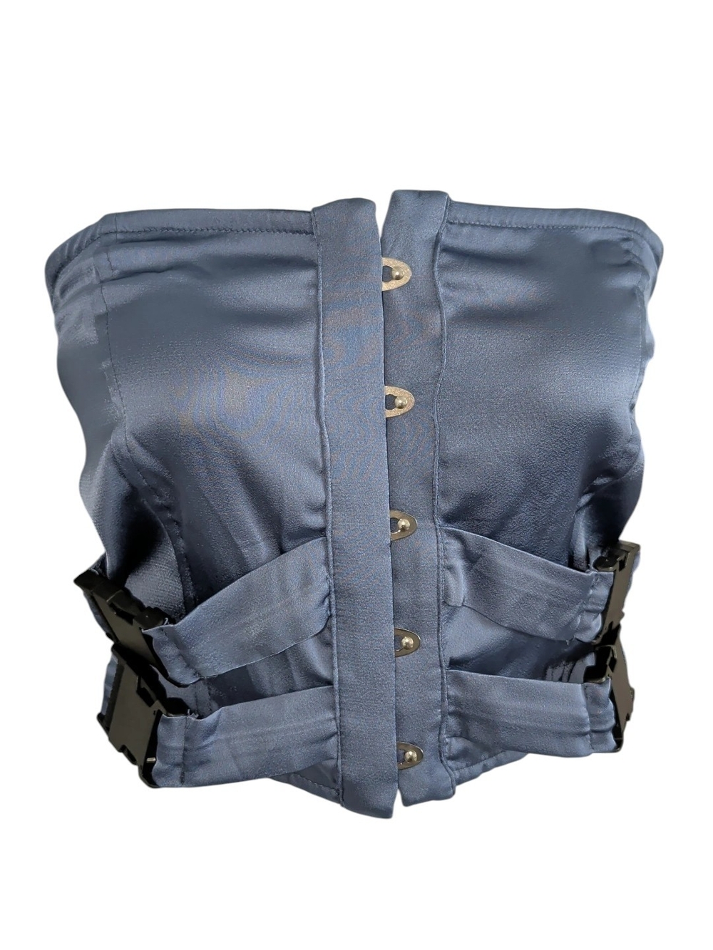 Fashion Nova Slate Blue Strapless Bandeau Corset Top